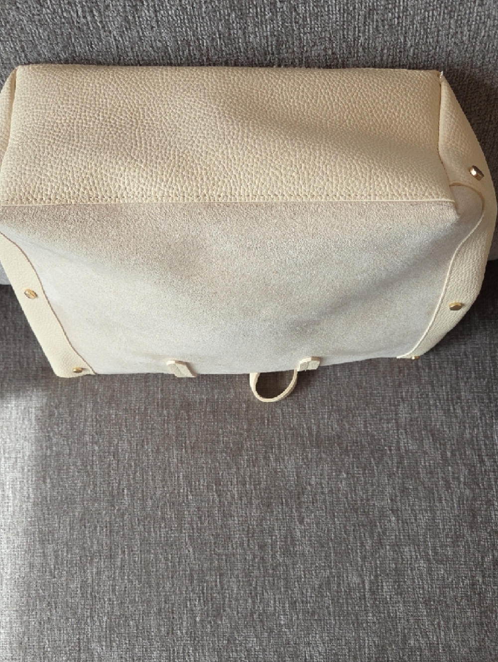 Cream Suede Tote Bag - Minimal Everyday Handbag - Picture 3 of 6